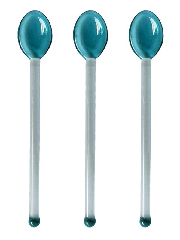 3Pcs Glass Spoons Coffee Spoon Long Handle Dessert Color Glass Teaspoons Clear Petite Teaspoons Coffee Mixing Tea Stirrer