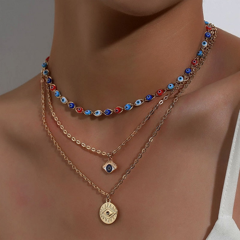 Vintage Multilayer Butterfly Pearl Necklace For Women Gold Color Sun Star Pearl Choker Necklaces Jewelry Gift