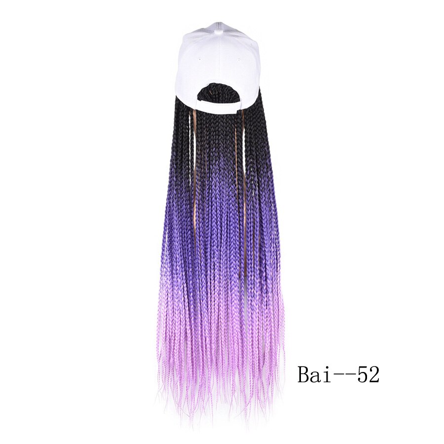 Box Braids Baseball Cap Wig 24inch Long Synthetic Braid Wigs Hat with Braiding Hair Extensions Adjustable Size