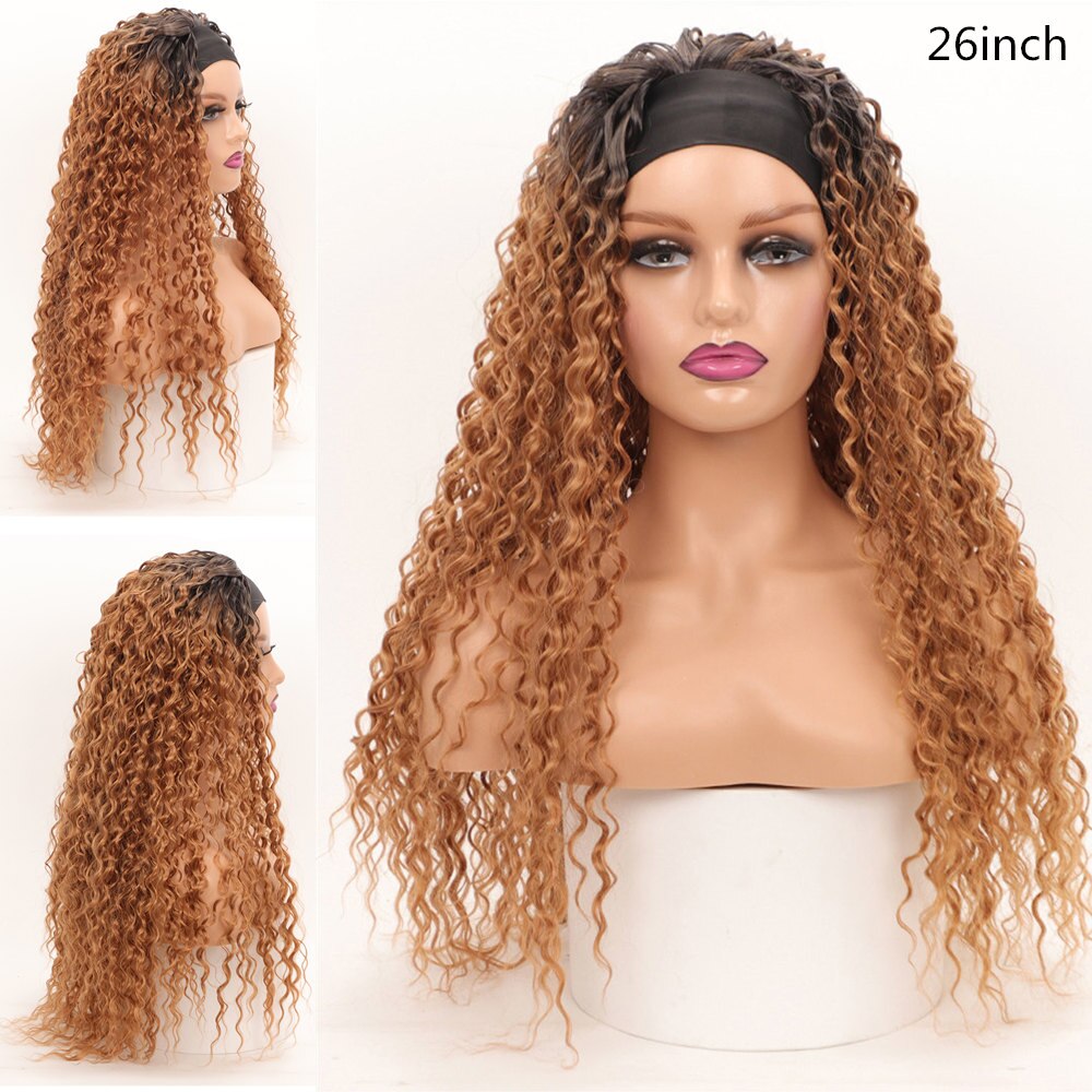 Deep Wave Headband Wig Heat Resistant Fiber Synthetic Wig Blonde Synthetic Hair Wigs For Women
