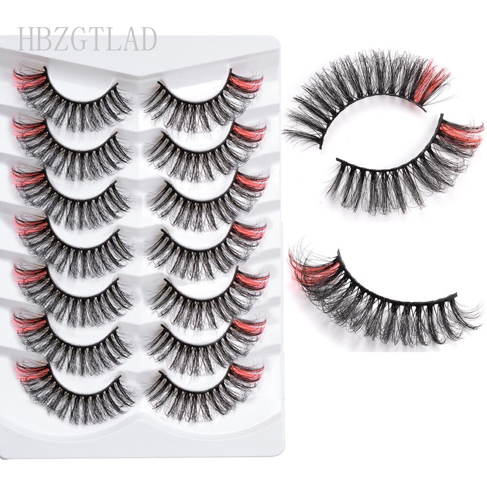 7pairs Colored Lashes 22 Styles 3d Mink Lashes Dramatic Colorful Natural Eyelashes Extension Fake Eyelashes