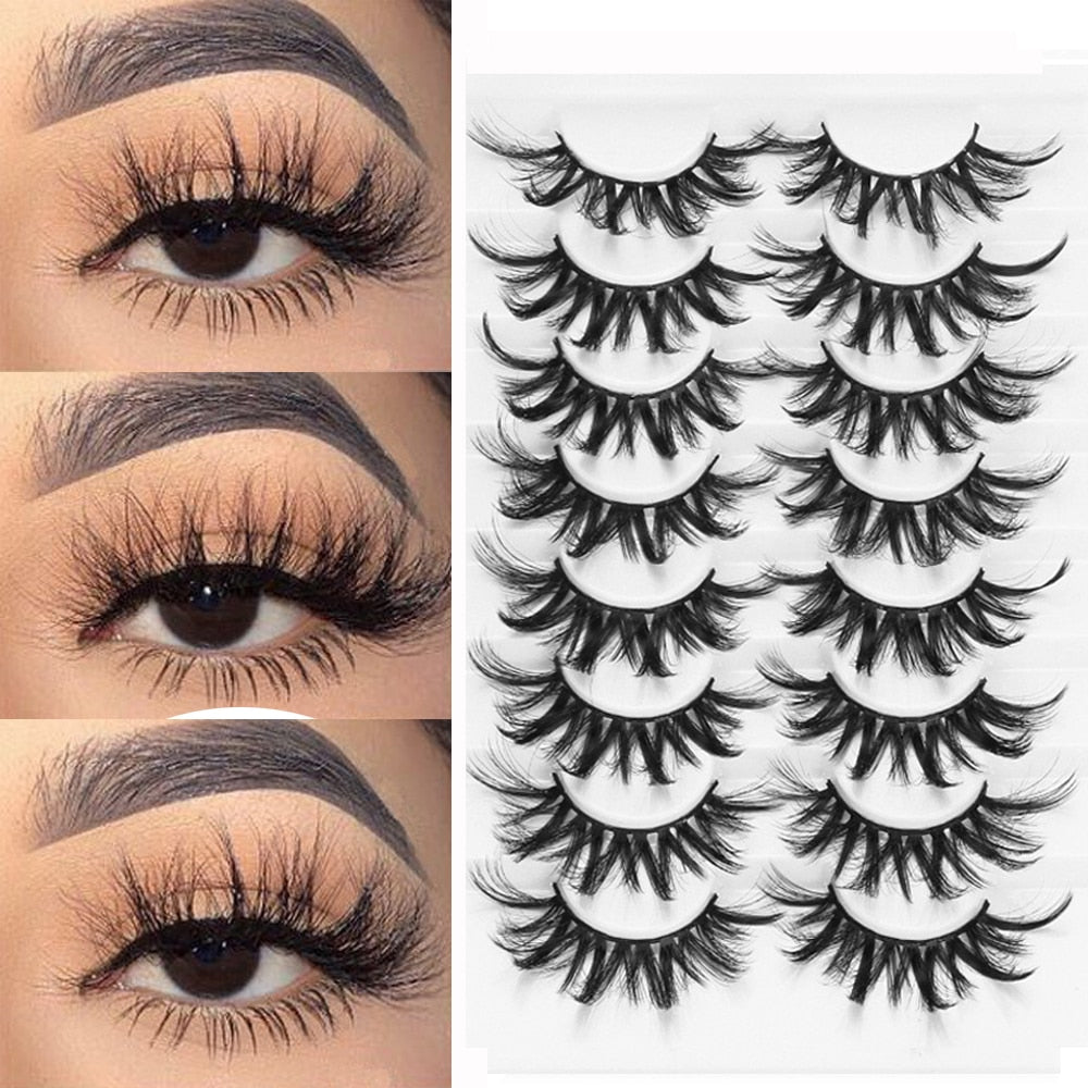 8 Pairs 3D Mink False Eyelashes Natural Wispy Fluffy Dramatic Volume Fake Lashes Extension Handmade Cruelty-free Eyelash