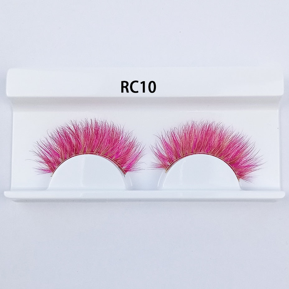 1pair Transparent stem Colored Mink Lashes 15mm-25mm False Eyelashes Soft Tousled 3D Spectacular Long Natural Mink