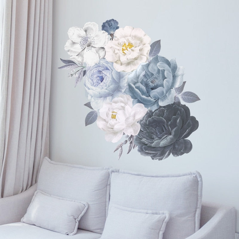 Watercolor Peony Flower Wall Stickers for Home room Background Wall Decor Vinyl Decals