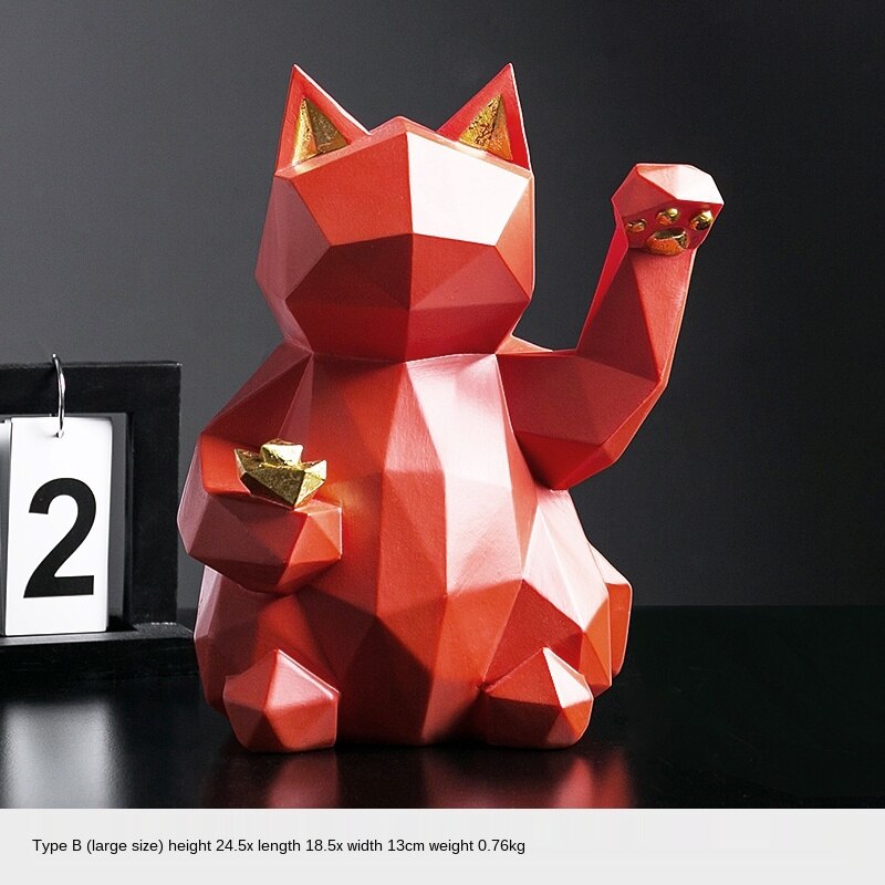 Resin Sculpture Lucky Cat Statue Decoration Fashion Modern Home Decor Statue Gift Desktop Furnishings Home Accessories Ornaments