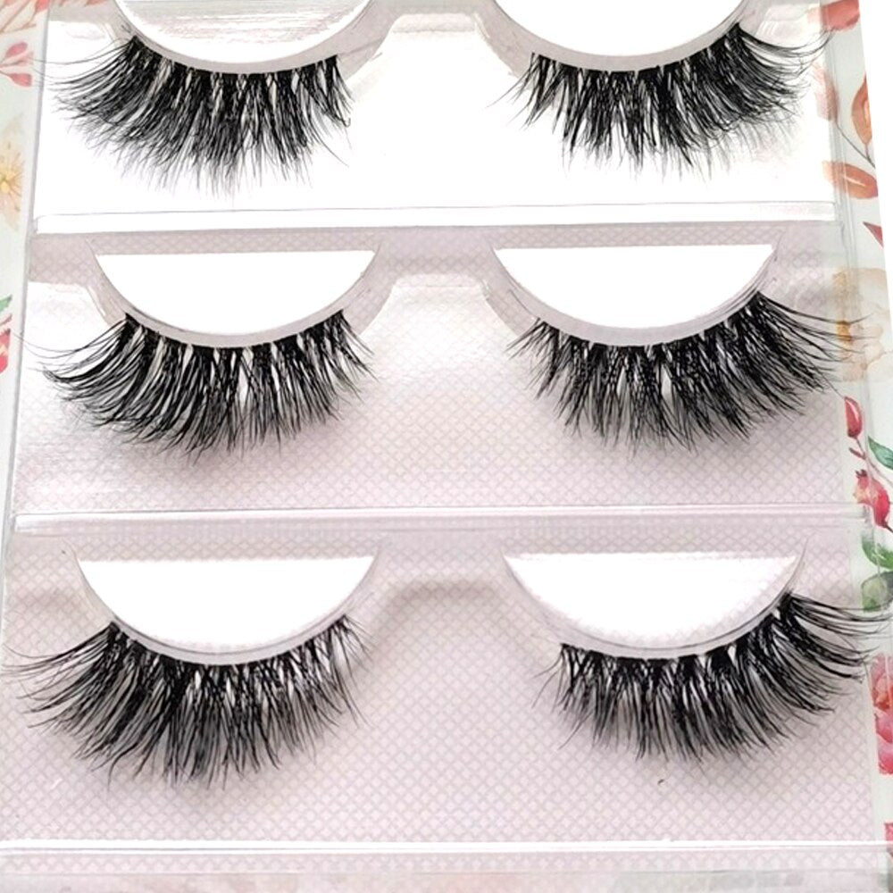 False Eyelashes 3 Pairs Pure Handmade Natural Transparent Terrier Fake Eyelashes Short Paragraph Bare Makeup Eyelashes
