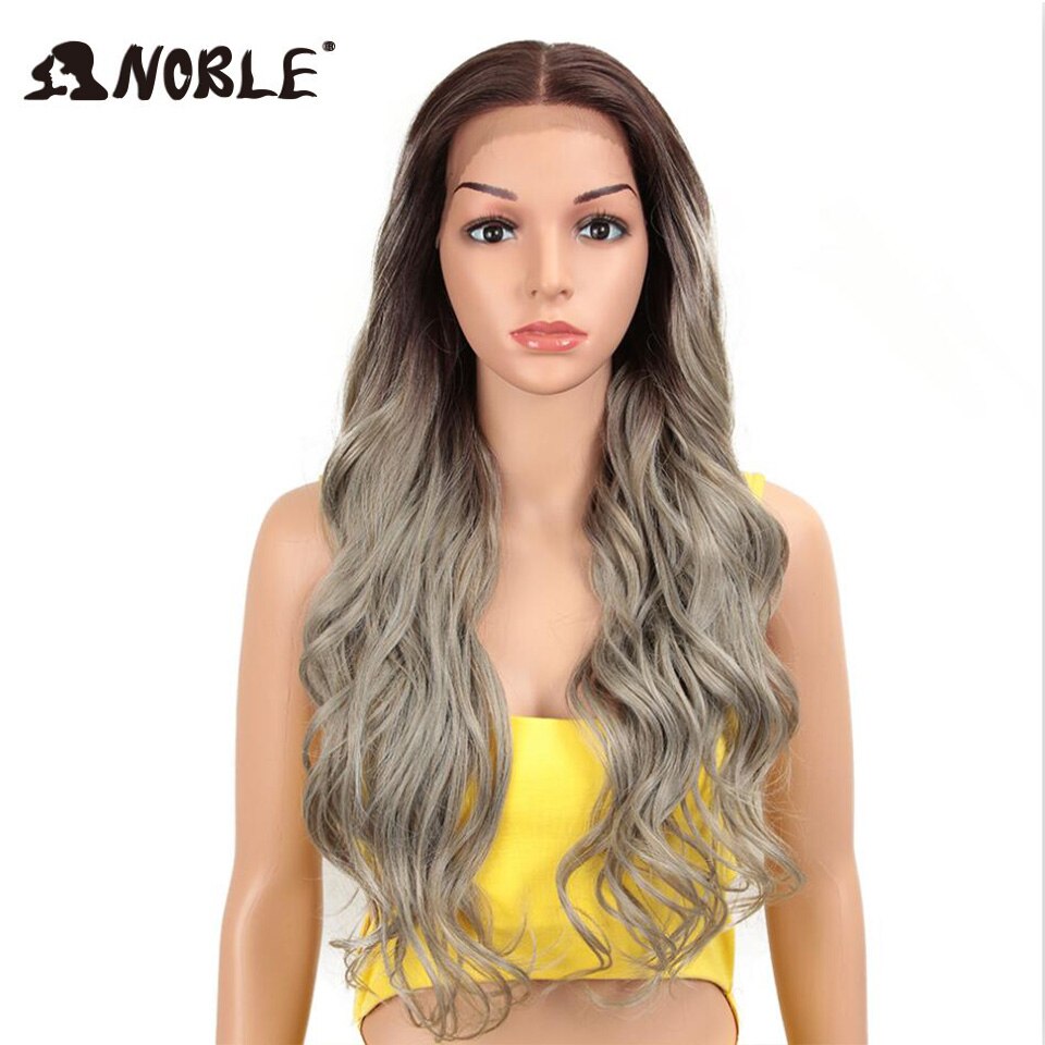 Noble Synthetic Lace Front Wig ombre blonde 30 Inch Long wavy Lace Front Wig Synthetic Wigs Maycaur wig