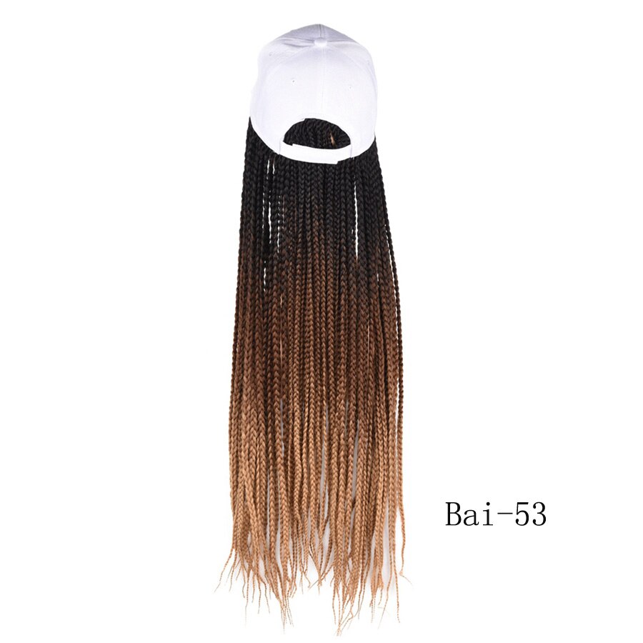 Box Braids Baseball Cap Wig 24inch Long Synthetic Braid Wigs Hat with Braiding Hair Extensions Adjustable Size