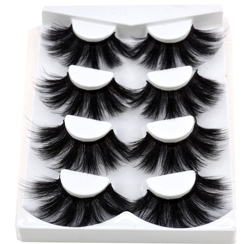 Volume lashes Natural mink eyelashes 25mm lashes 4 pair 3D eyelashes 100% handmade eyelashes extension false eyelashes