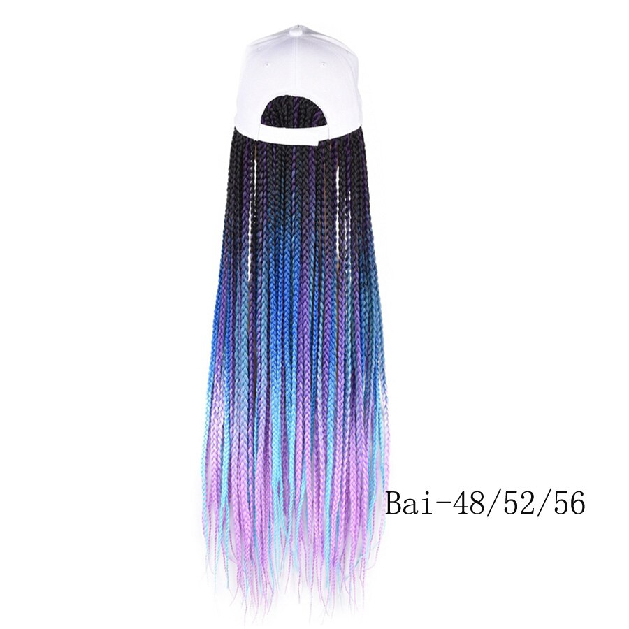 Box Braids Baseball Cap Wig 24inch Long Synthetic Braid Wigs Hat with Braiding Hair Extensions Adjustable Size