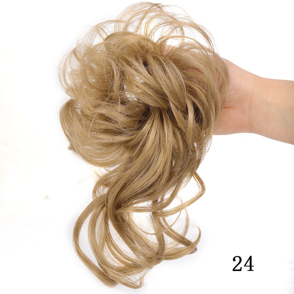 Synthetic Messy Chignon Donut Hair Bun Scrunchies Elastic Hair Rope Rubber Band Curly Hairpiece Black Brown False Hair