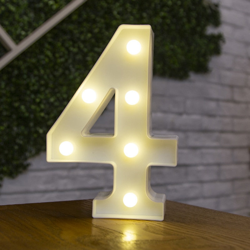 Alphabet Letter LED Lights Luminous Number Lamp Decor Battery Night Light for home Wedding Birthday party Decoration