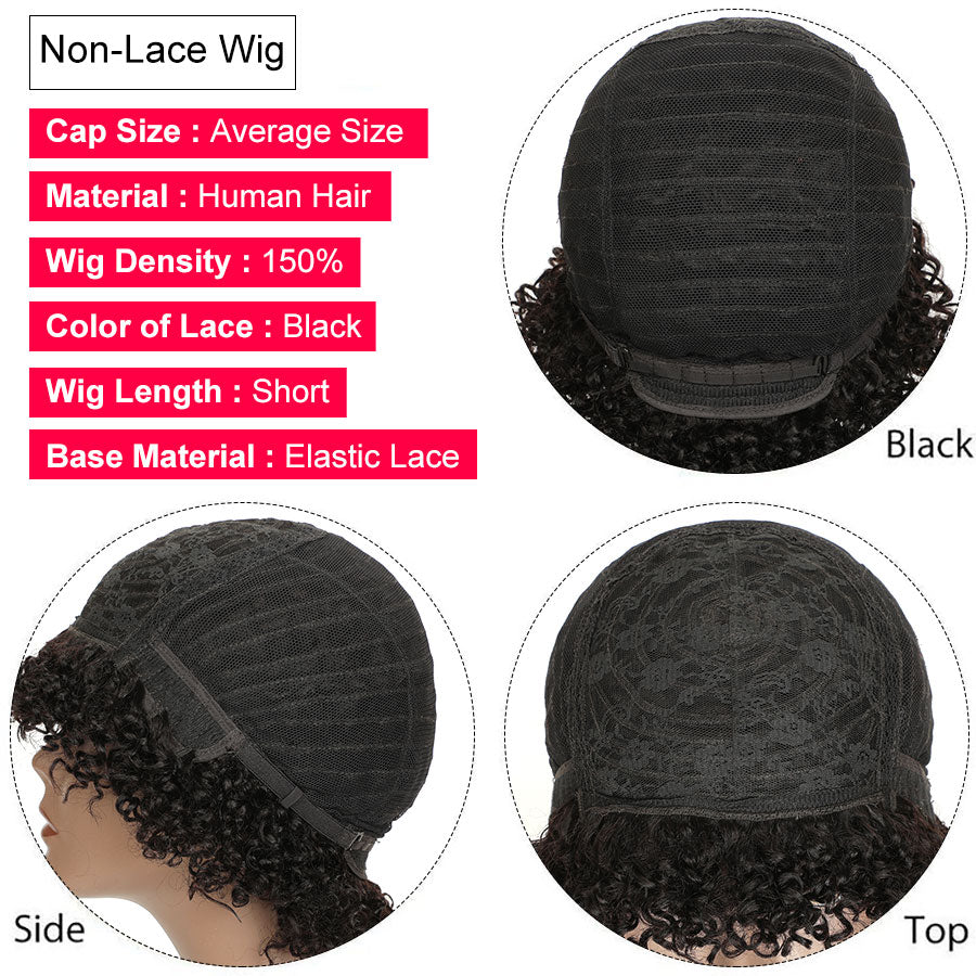 Pixie Cut Wig Human Hair Short Cheap Wig Full Machine Glueless Curly Wig