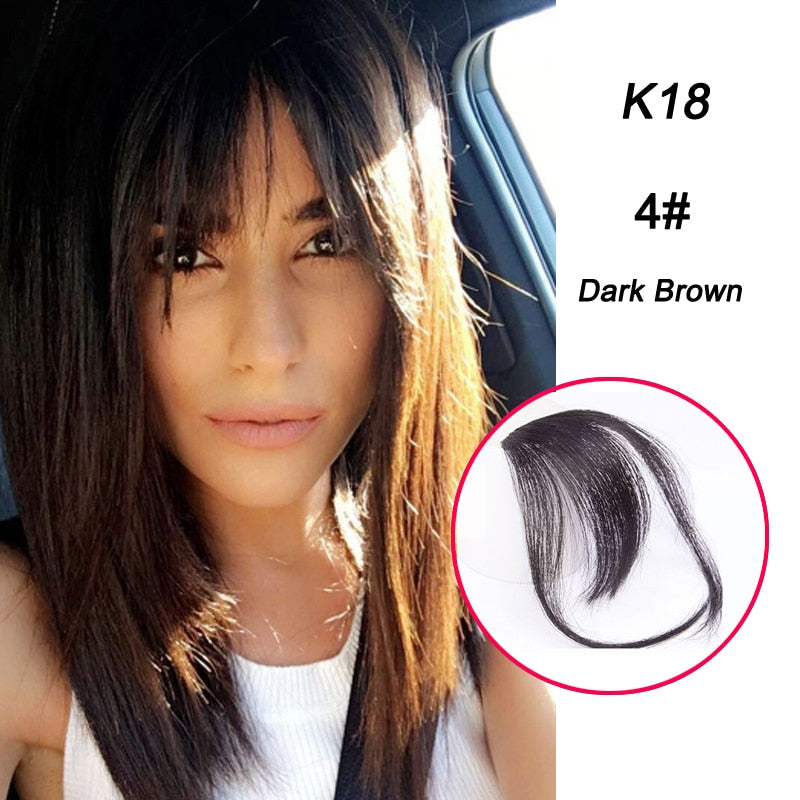 False Synthetic Bangs Hair Extension Fake Fringe Natural Hair Clip on Hairpieces Light Brown Wigs