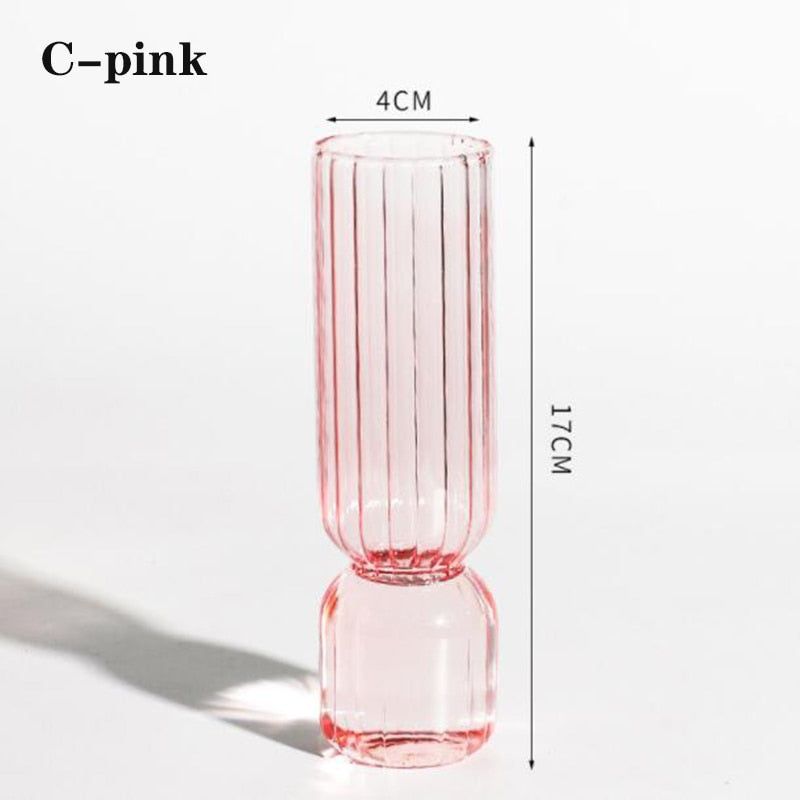 Home Decor Glass Vase Modern Flower Vase Room Decoration Art Colored Small Vase Wedding Decor Hydroponic Plants Japanese Style