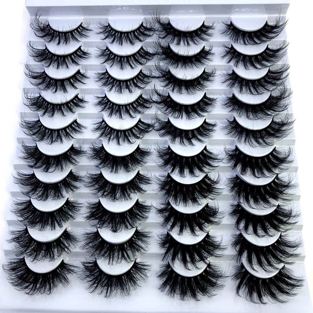 20 Pairs Fluffy Lashes 25mm 3D Mink Lashes Long Thick Natural False Eyelashes Mink Eyelashes