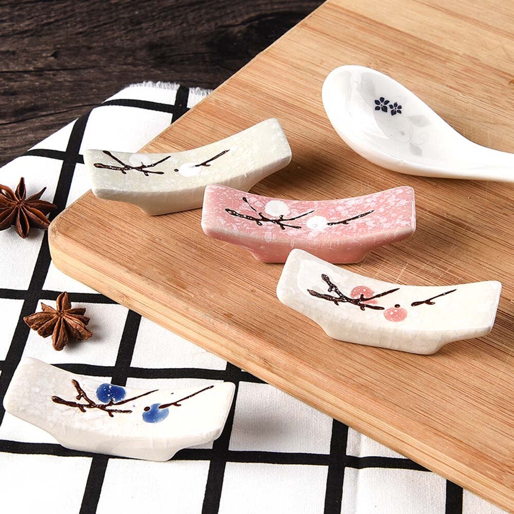 1 Pc Japanese Plum Blossom Ceramic Chopstick Holder Creative Kitchen Supplies Chopstick Holder Care Gadget