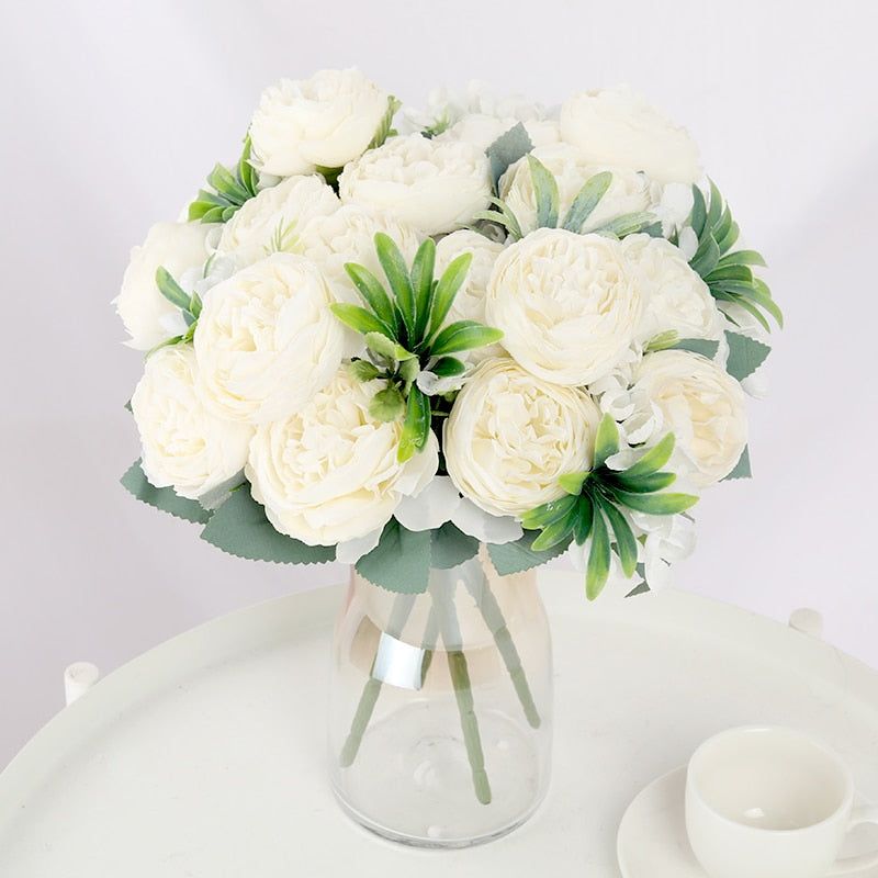 30cm Rose Silk Peony Artificial Flower Pink DIY Home Living Room Garden Wedding Decoration Fake Flowers for Vase Cheap Bouquet