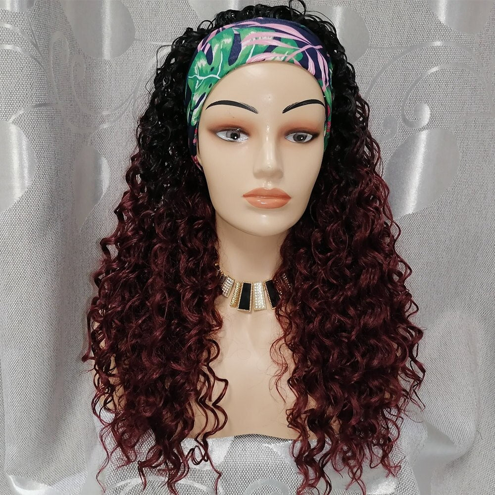 Deep Wave Headband Wig Heat Resistant Fiber Synthetic Wig Blonde Synthetic Hair Wigs For Women