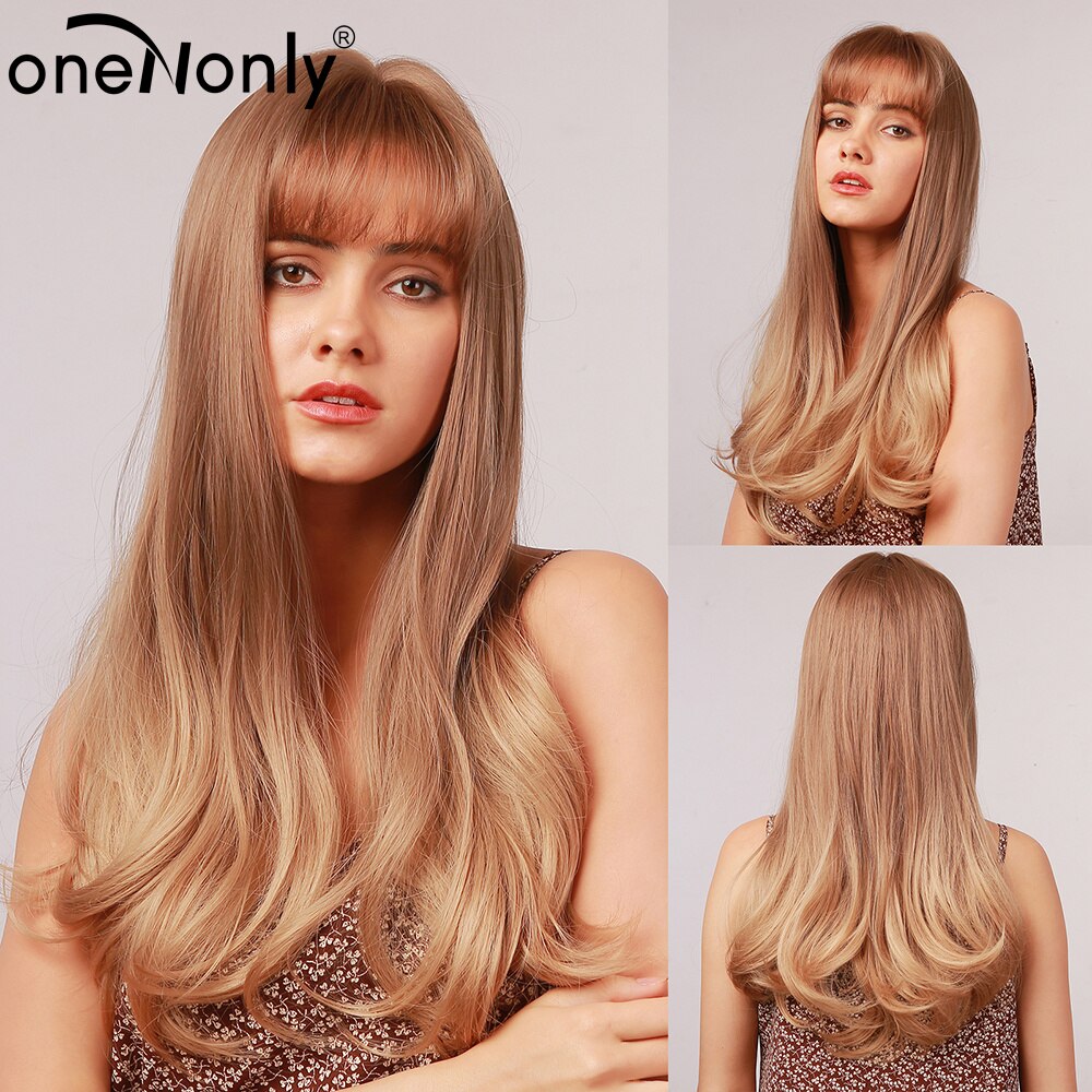 Orange Ginger Wig Female Long Wavy Women Wigs Natural Cosplay Lolita Daily Hair with Bangs Heat Resistant Fiber