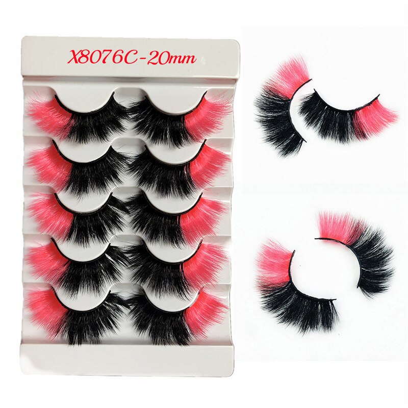 Rainbow Colored Lashes 3D Mink Lashes Ombre Dramatic Colorful Natural Eyelashes Extension Make up Fake Eyelashes