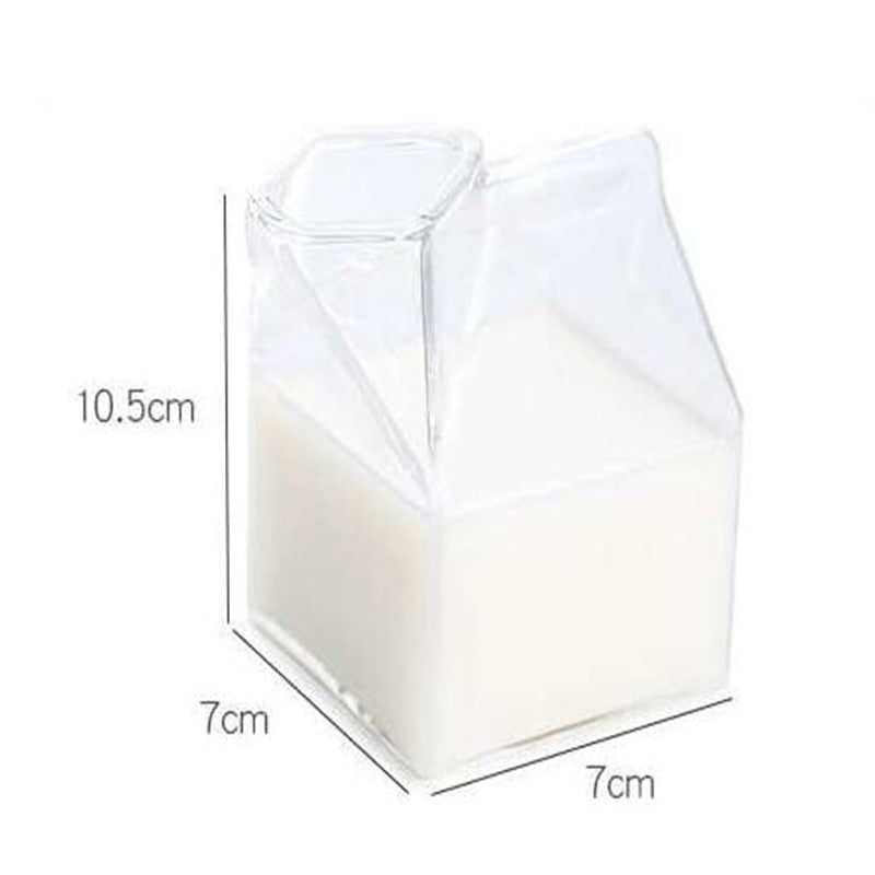 Japanese Style Glass Cup Square Milk Box Microwave Oven Can Heat Creative Home Kitchen Tableware Supplies