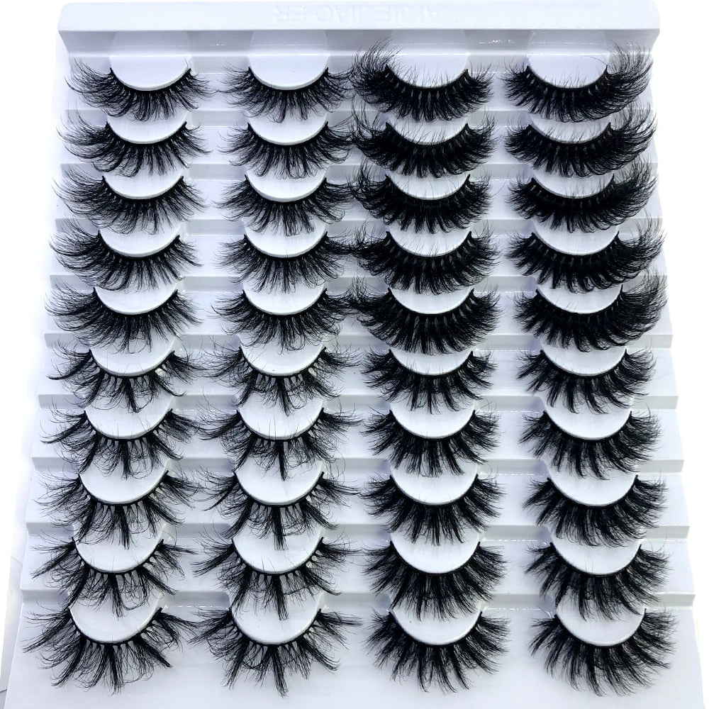 20 Pairs Fluffy Lashes 25mm 3D Mink Lashes Long Thick Natural False Eyelashes Mink Eyelashes