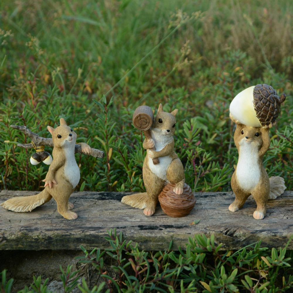 Everyday Collection Squirrel Animal Figurine Miniatures Fairy Garden Ornaments Home Decoration Friends Gift Bonsai Decor