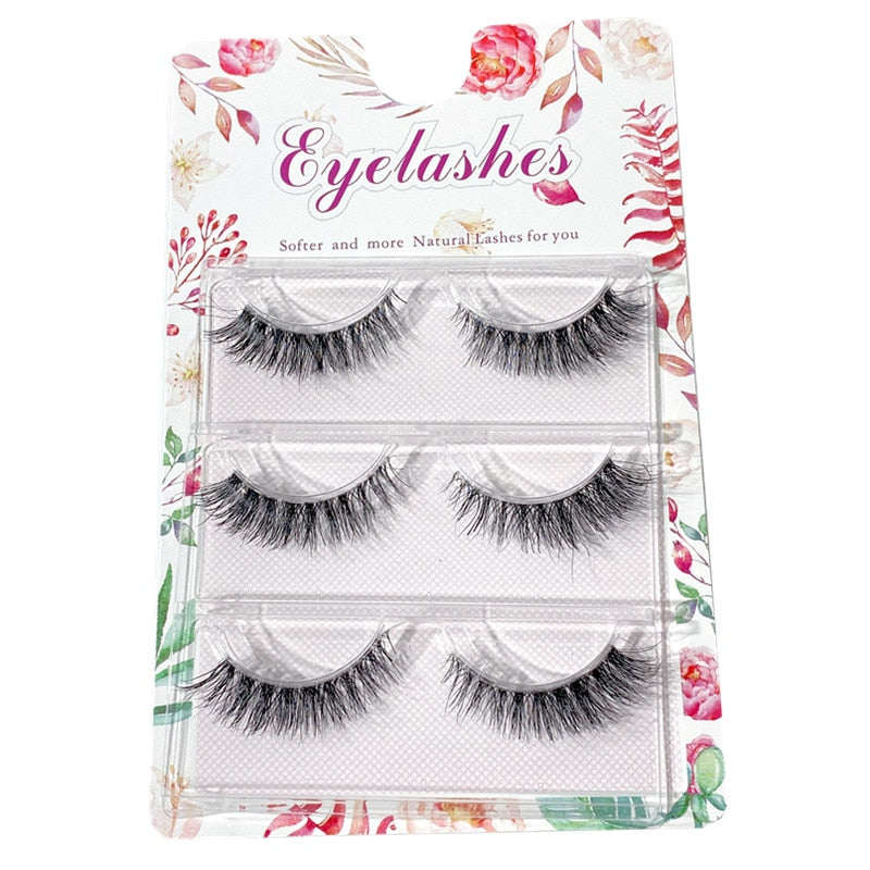 False Eyelashes 3 Pairs Pure Handmade Natural Transparent Terrier Fake Eyelashes Short Paragraph Bare Makeup Eyelashes