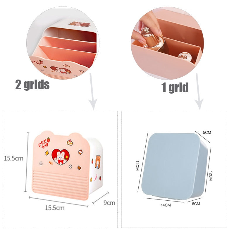 Kawaii Storage Organizer Adhesive Large Storage Box Sanitary Napkin Cosmetics Organizer Decorative Box Bathroom Accessories