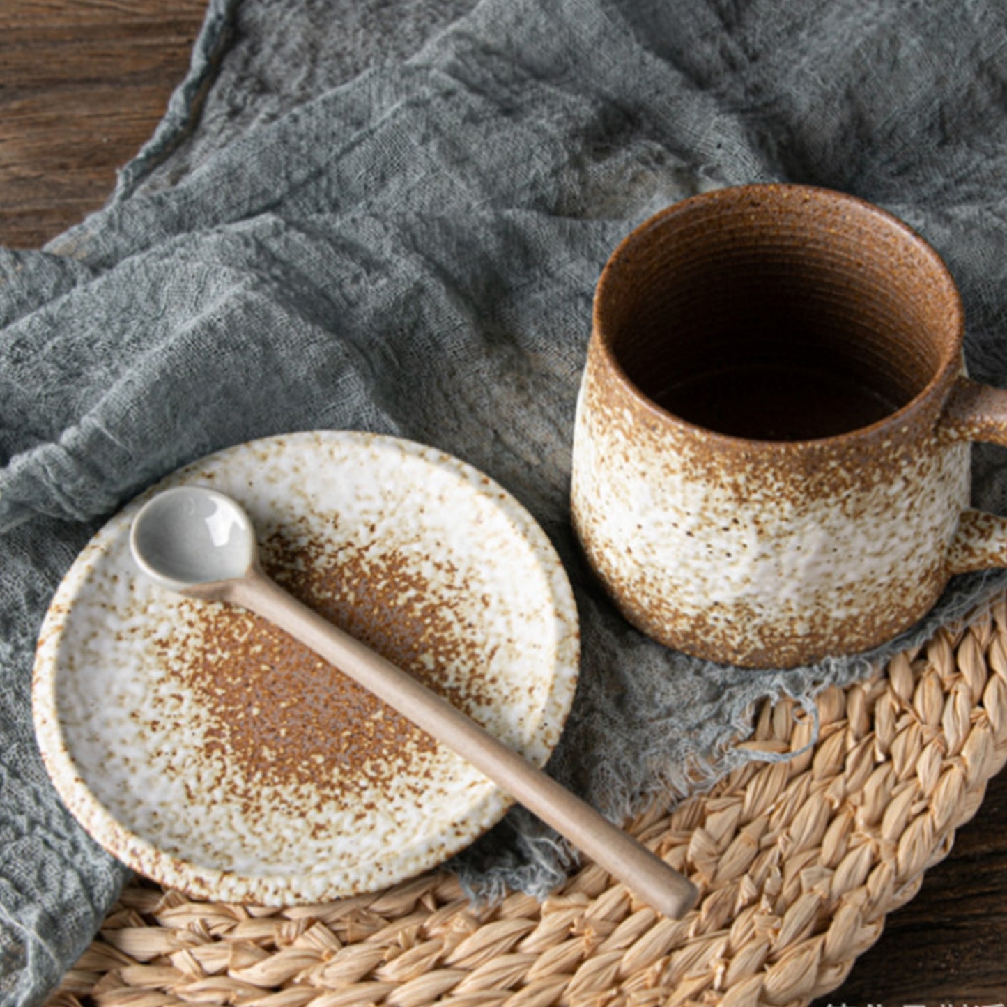 Retro Long Spoon Japanese Style Ceramic Long Handled Soup Spoon Kitchen Tableware Dessert Coffee Tea Scoop Cooking Mixing Stirr