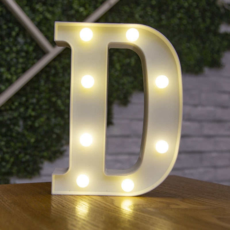 Alphabet Letter LED Lights Luminous Number Lamp Decor Battery Night Light for home Wedding Birthday party Decoration
