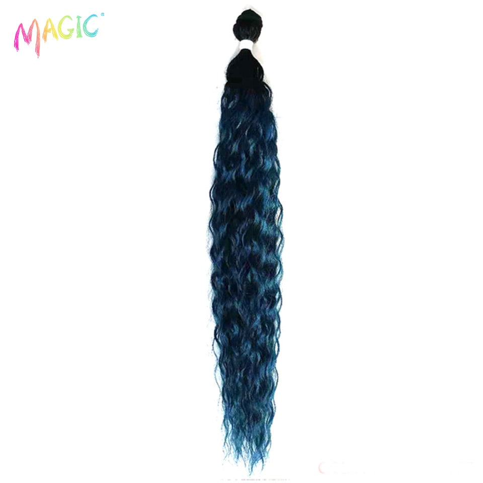 MAGIC Deep Curly Synthetic Hair Weave Deep Wave Hair Bundles 28 & 30 & 32 Inches Ombre Color Two Tone Curly Hair Extension 120g