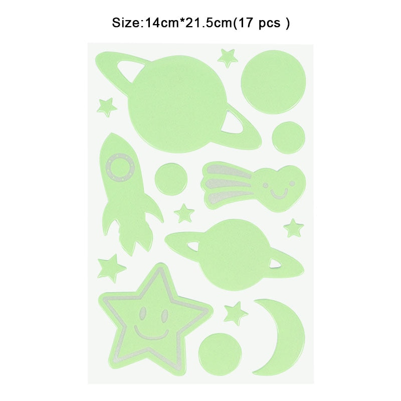 Luminous 3D Stars Dots Wall Sticker for Kids Room Bedroom Home Decoration Glow In The Dark Moon Decal Fluorescent DIY Stickers