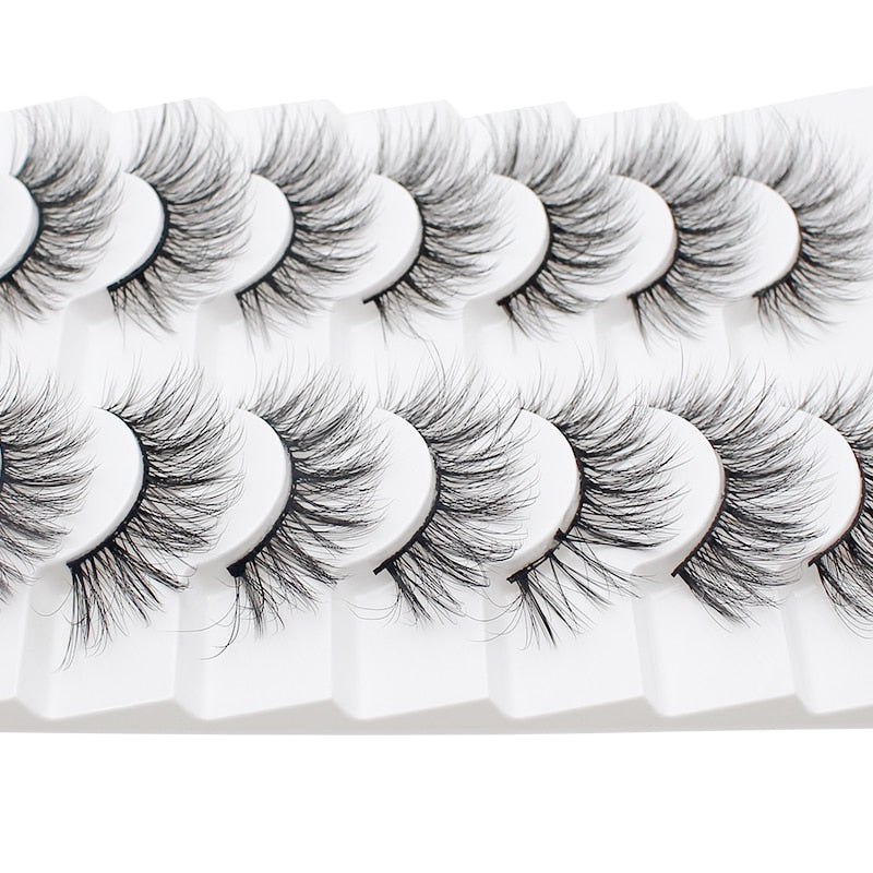 5/10/14Pairs Natural False Eyelashes Dramatic 3D Mink Lashes HandMade Fake Eyelash Extension Reusable Makeup Tool