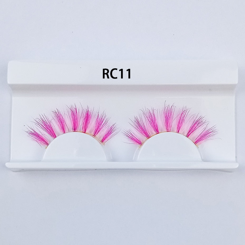 1pair Transparent stem Colored Mink Lashes 15mm-25mm False Eyelashes Soft Tousled 3D Spectacular Long Natural Mink