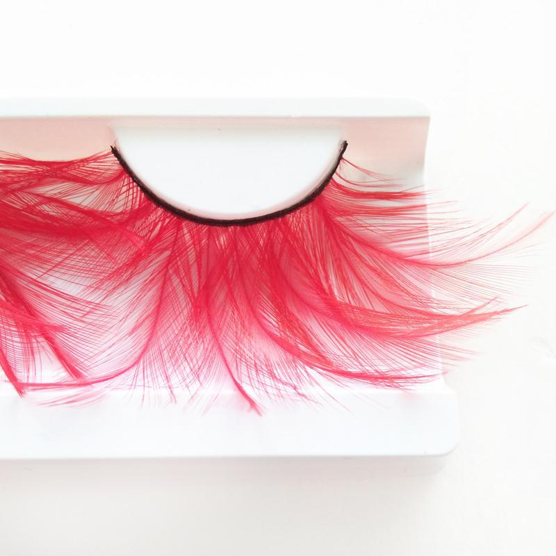 1 pairs Thick lashes end of eye lengthened red feather exaggerated false eyelashes