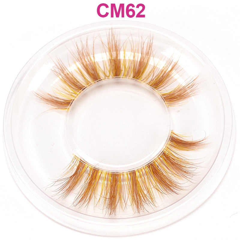 Pink Red Purple Colored Eyelashes Bulk Rainbow Eyelashes 100% 3D Real Mink Colorful Lashes