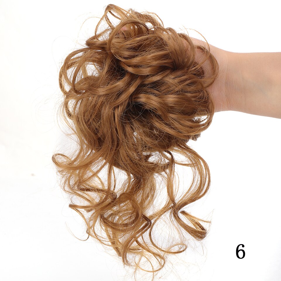 Synthetic Messy Chignon Donut Hair Bun Scrunchies Elastic Hair Rope Rubber Band Curly Hairpiece Black Brown False Hair