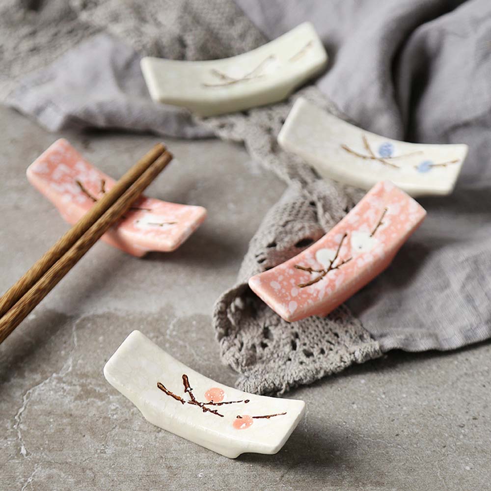1 Pc Japanese Plum Blossom Ceramic Chopstick Holder Creative Kitchen Supplies Chopstick Holder Care Gadget