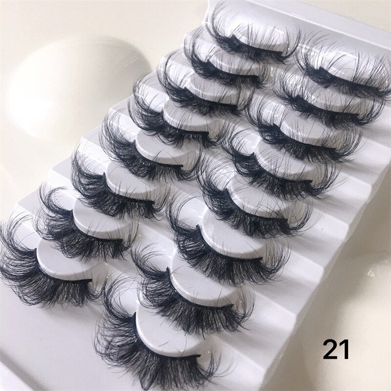 8pairs eyelashes fake lashes long eyelash 25mm mink lashes fluffy dramatic false eyelashes