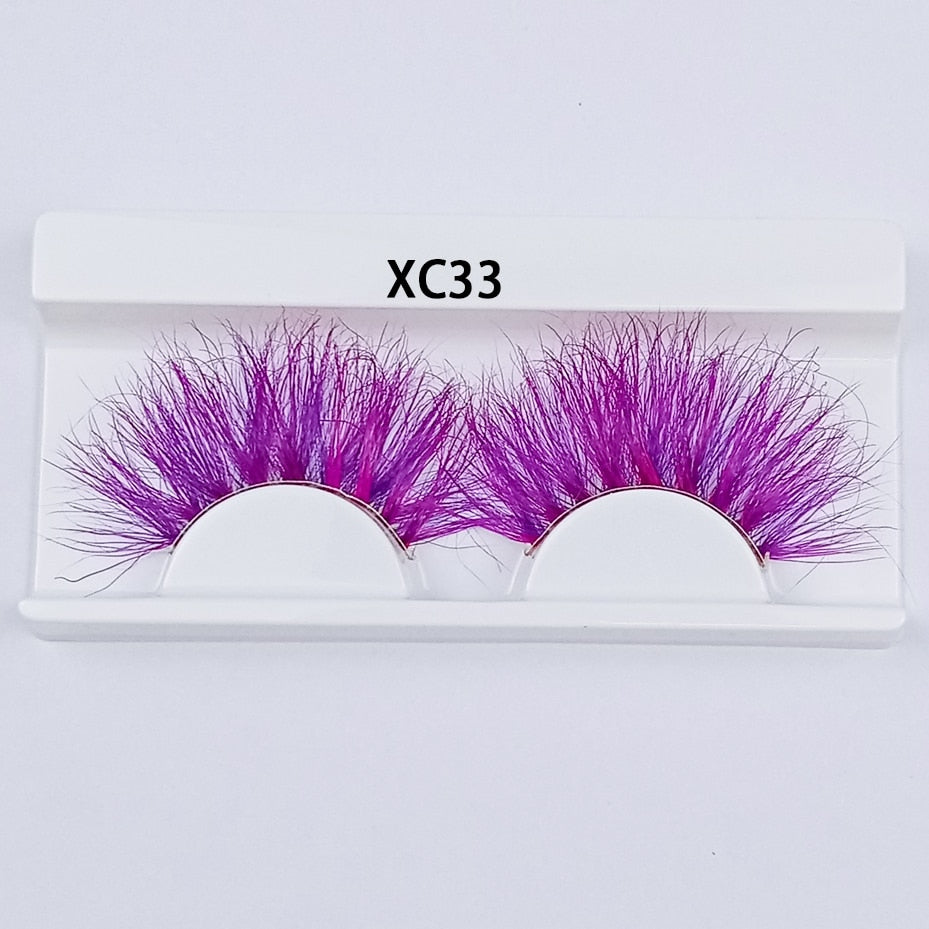 Colored Mink Eyelashes 25mm Lashes Fluffy Messy 3D False Eyelashes Dramatic Long Natural Mink fake Lashes