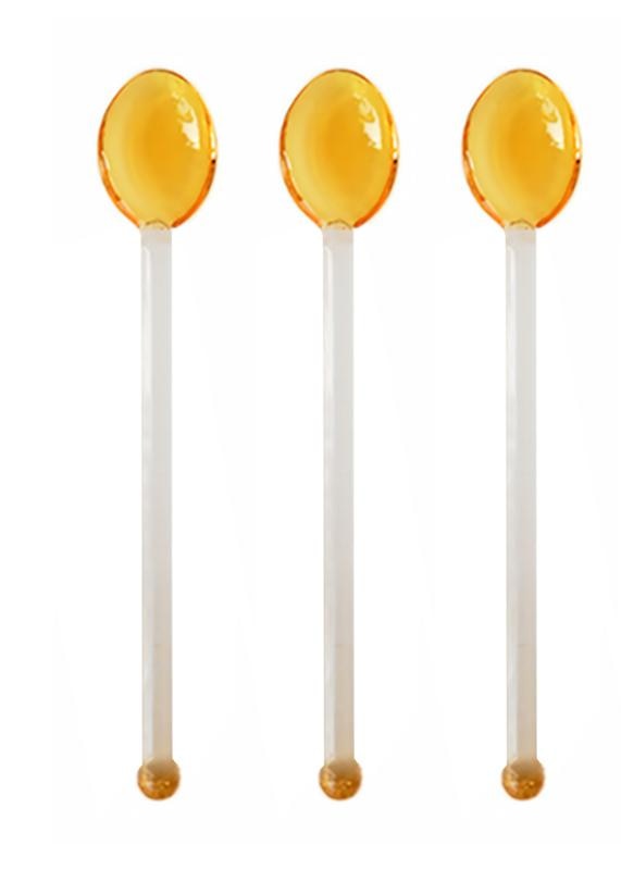 3Pcs Glass Spoons Coffee Spoon Long Handle Dessert Color Glass Teaspoons Clear Petite Teaspoons Coffee Mixing Tea Stirrer