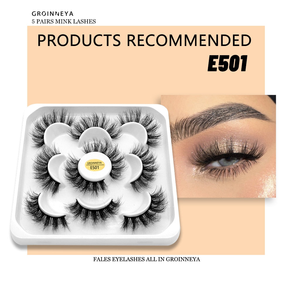 2/5 Pairs Faux Mink False Eyelashes Fluffy Lashe Dramatic Volume Lashes Natural Long Eyelashes
