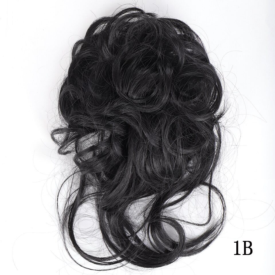 Synthetic Messy Chignon Donut Hair Bun Scrunchies Elastic Hair Rope Rubber Band Curly Hairpiece Black Brown False Hair