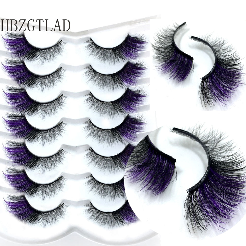 7pairs Colored Lashes 22 Styles 3d Mink Lashes Dramatic Colorful Natural Eyelashes Extension Fake Eyelashes
