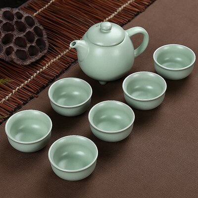 Fish tea set ceramic teapot kettle ceramic tea cup fish chinese kung fu tea set drinkware 1pot+6cups