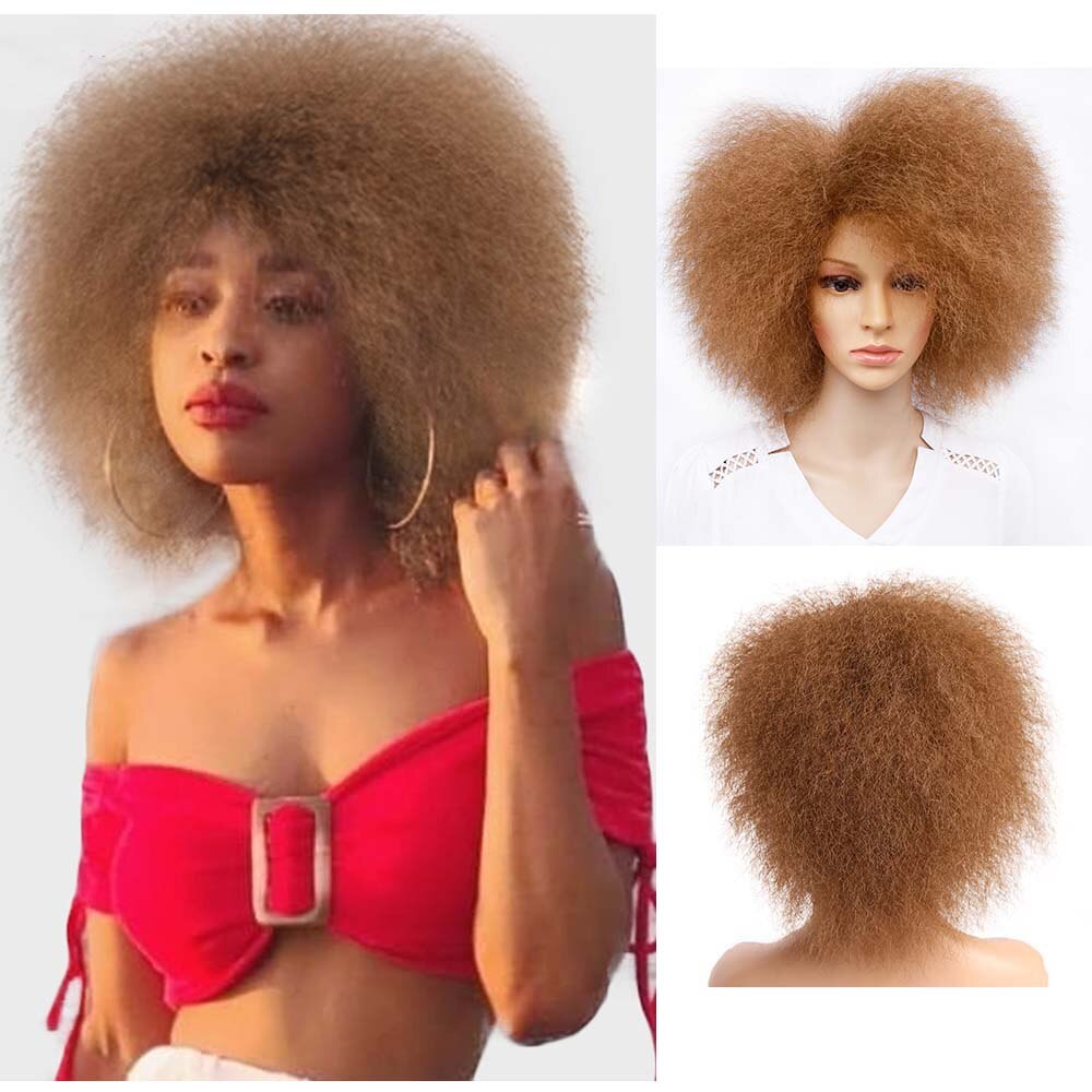 Amir Synthetic Kinky Curly Wig Short Afro Wigs Black Brown Red Color 6inch Short Wig