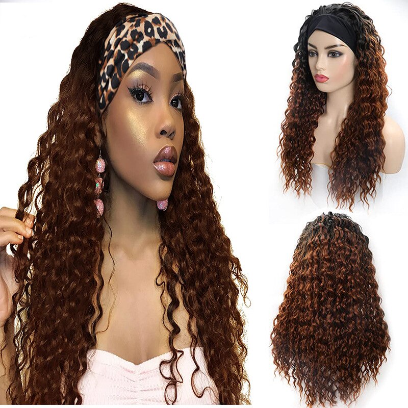 Deep Wave Headband Wig Heat Resistant Fiber Synthetic Wig Blonde Synthetic Hair Wigs For Women
