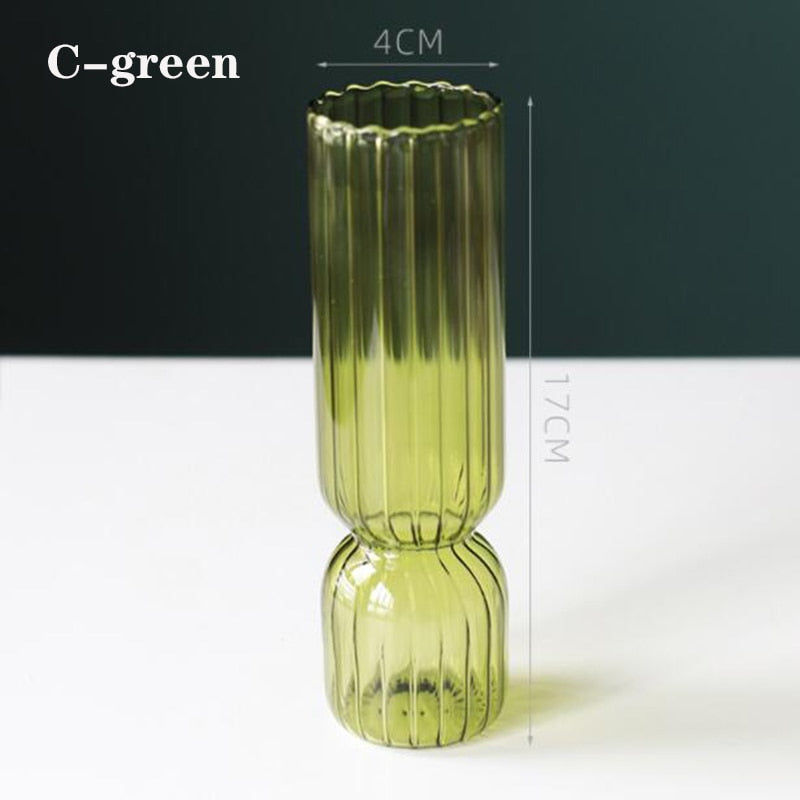 Home Decor Glass Vase Modern Flower Vase Room Decoration Art Colored Small Vase Wedding Decor Hydroponic Plants Japanese Style